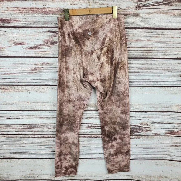 Lululemon Womens Size 6 Align 23" Shine Diamond Dye Misty Shell Crop Leggings - Picture 5 of 9